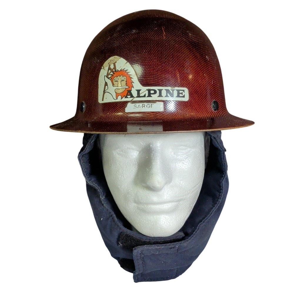 Vintage MSA Skullgard Fiberglass Hard Hat Helmet Full Brim One Size Adjustable